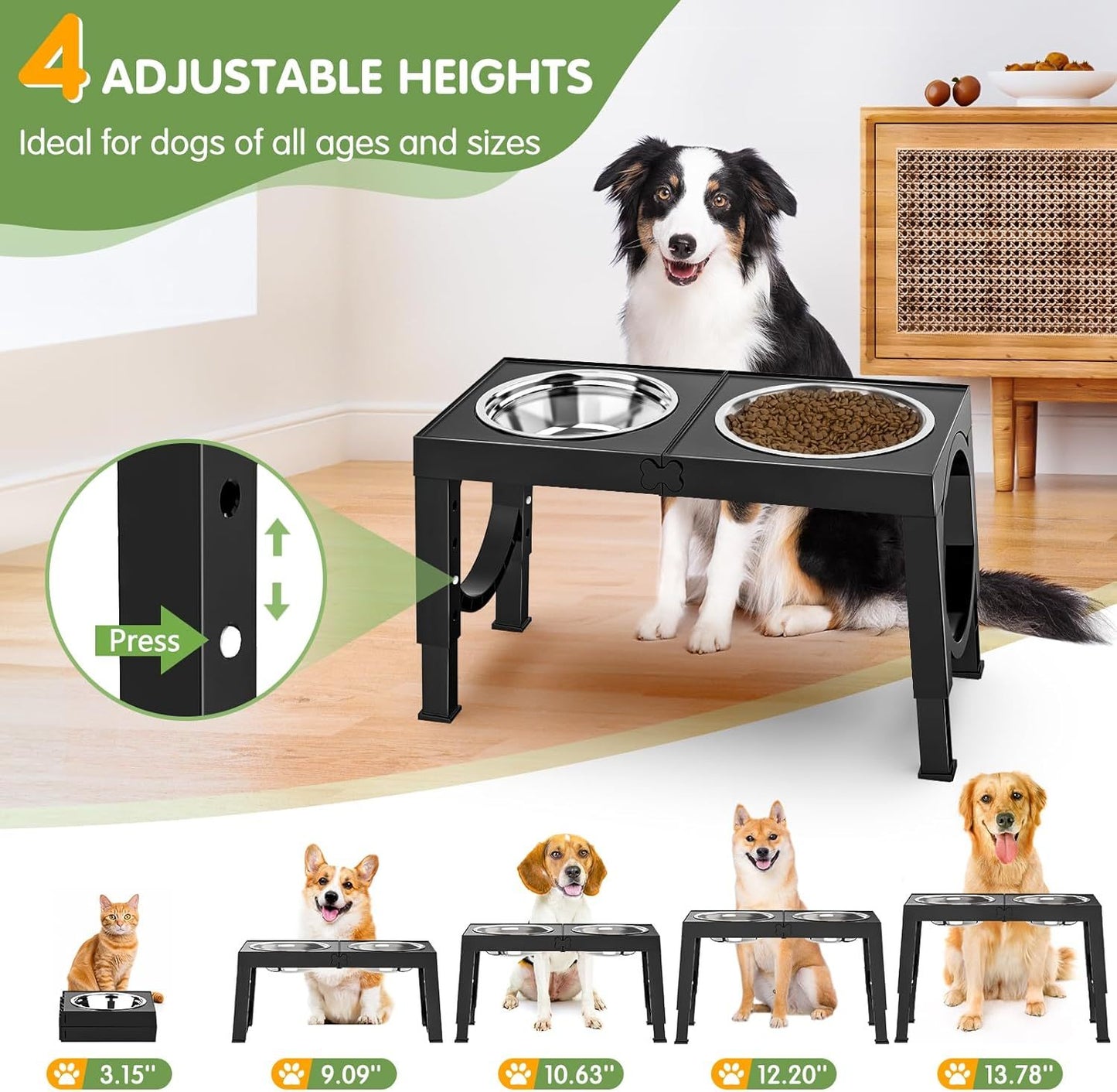 Xia Z Fashion Pet Products Black Dog Bowl Holder