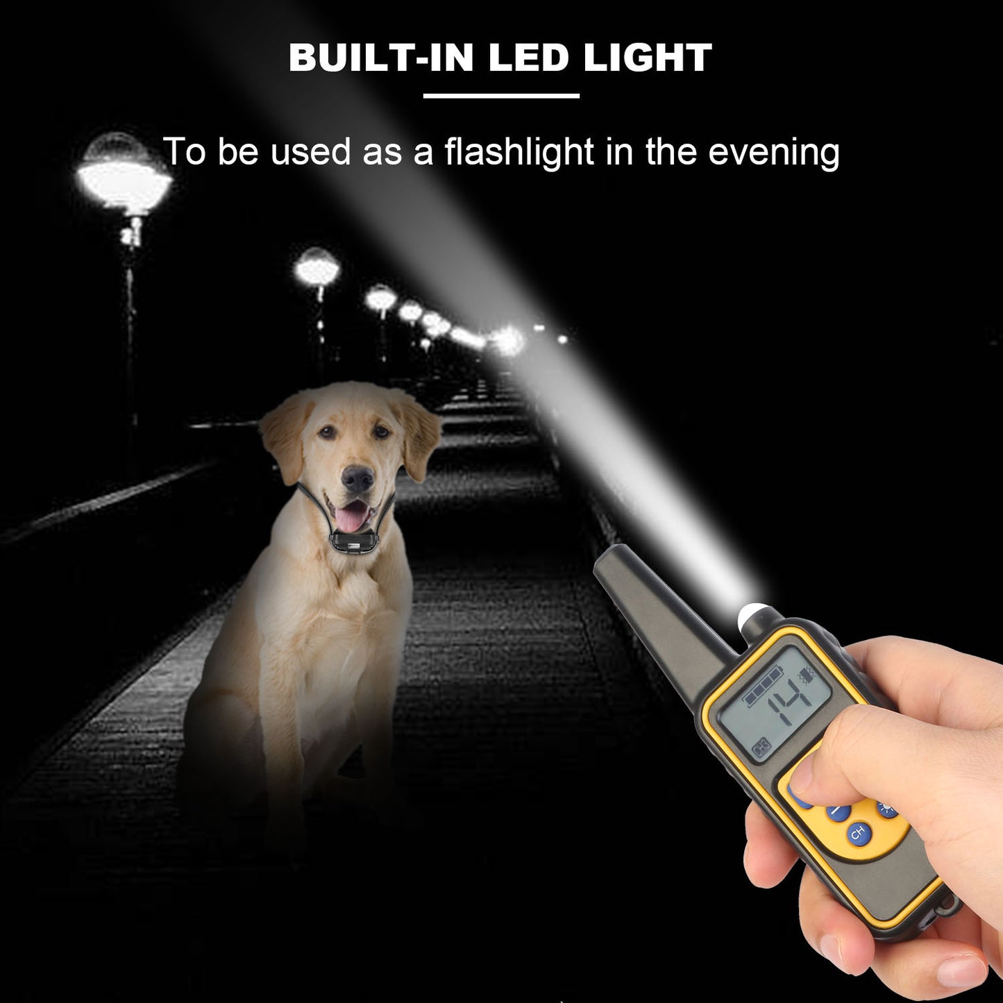 1Pc Dog Training Collar With Remote  IP67 Waterproof Pet Trainer 300mAh Rechargeable 875 Yard Remote Control 4 Modes Adjustable Level