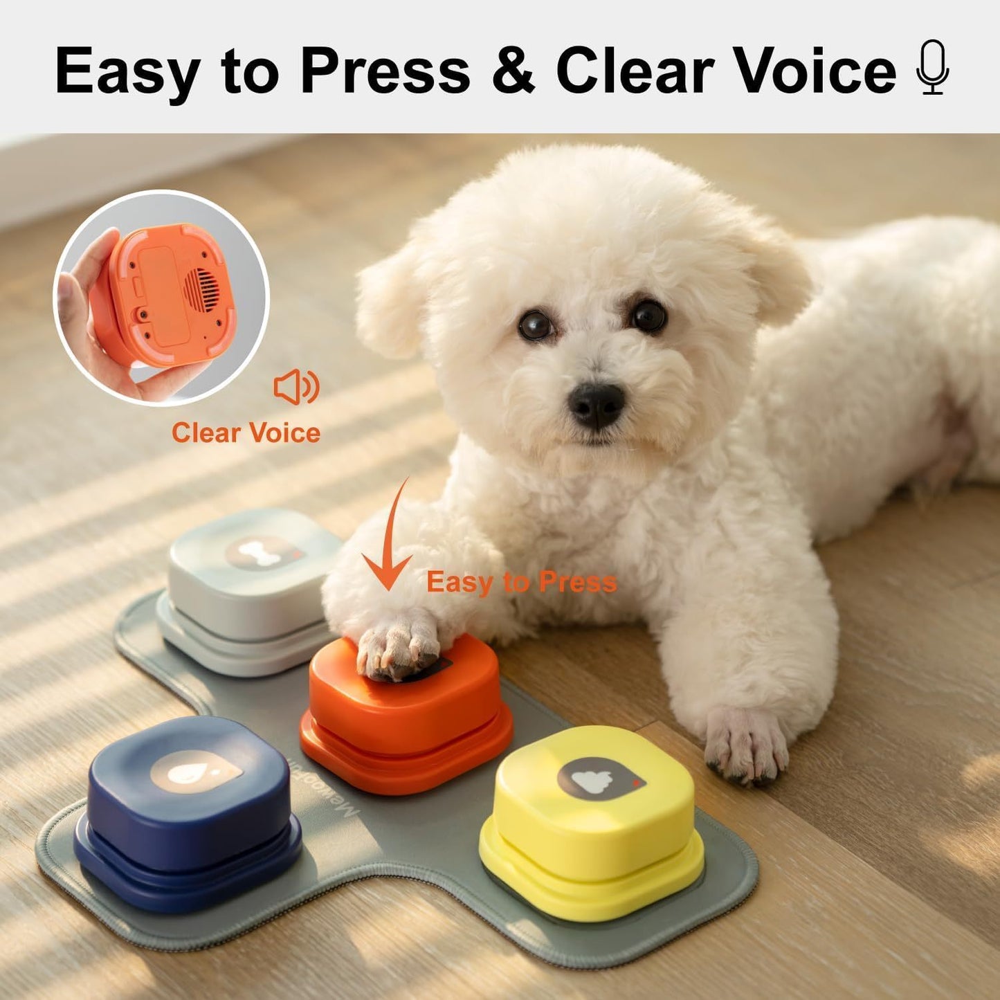 MEWOOFUN Dog Talking Buttons Set - 3 Recordable Communication Buttons