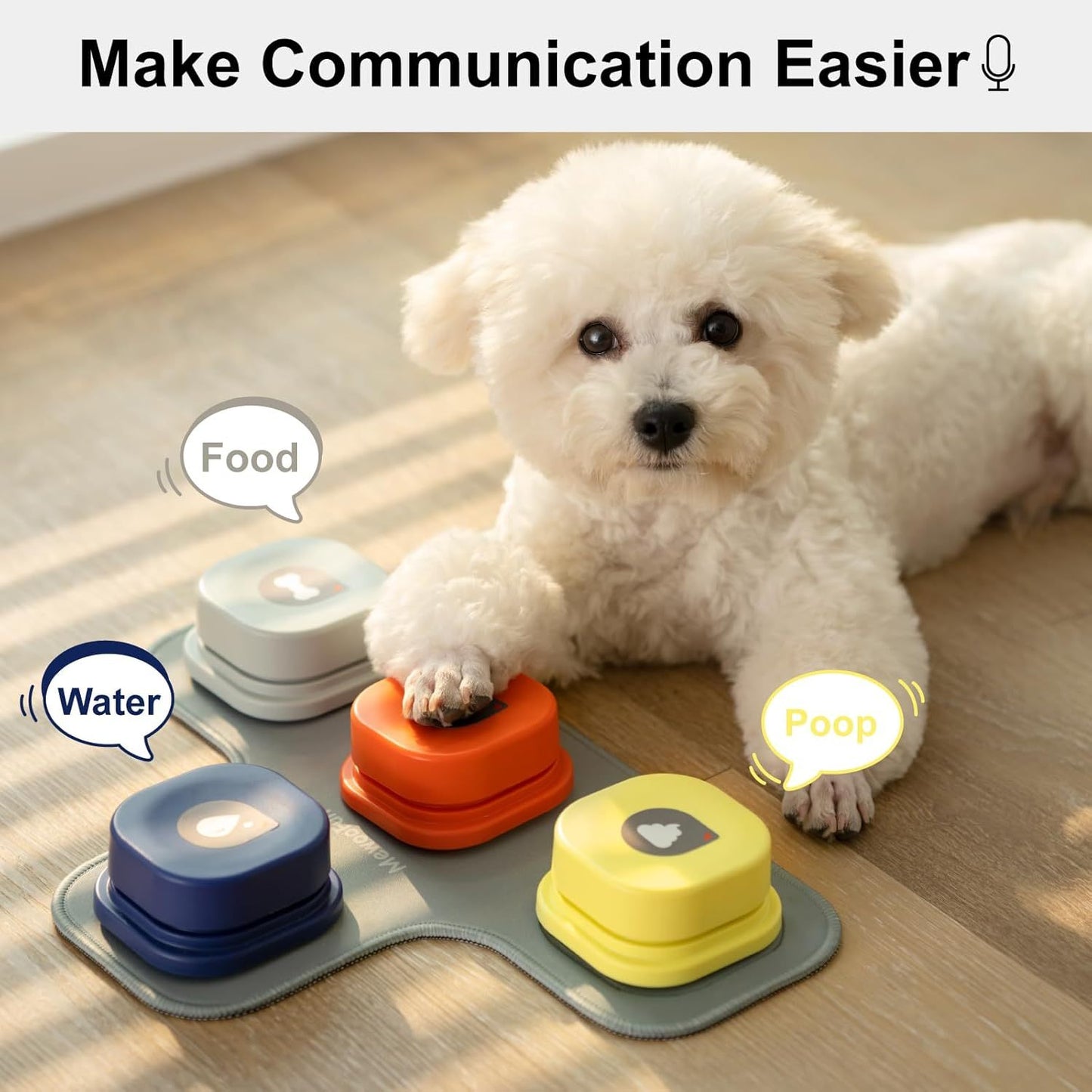 MEWOOFUN Dog Talking Buttons Set - 3 Recordable Communication Buttons